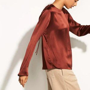 NWT VINCE Draped Tie Fastening Silk Blouse
